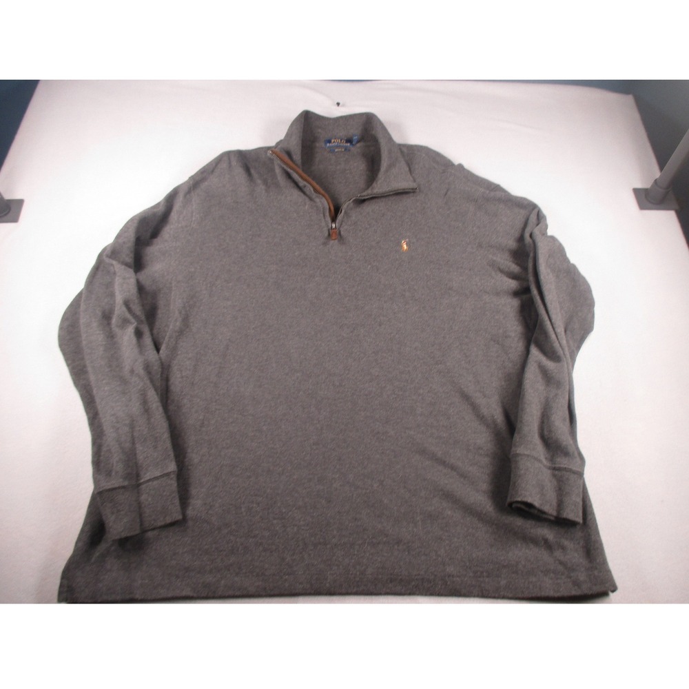 Polo Ralph Lauren Mens XXL Charcoal Estate Rib Quarter Zip Pullover Sweater Pony